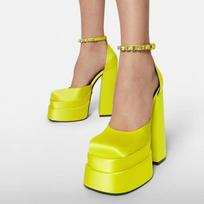 Fashion New Fashion Women Pumps Retro Mary Janes Chunky Heels Sandals Spring Platform Dress Party Wedding Basic Shoes Woman Big Size 35 geltona