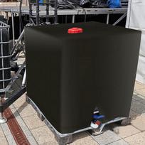 Juodas apsauginis dangalas IBC vandens talpai 1000 litrų, lauko, vandeniui ir dulkėms atsparus, apsaugantis nuo saulės, sodo, kiemo, lietaus talpyklai juoda