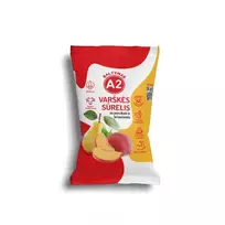 Varškės sūrelis be laktozės iš A2 pieno su persikais ir kriaušėmis 7,2% rieb., 100g