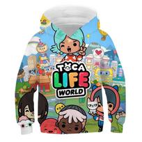 Hoodies 3D spausdinimas Žaidimas Toca Life World Toca Boca Virtualus žaislų kūrėjas Palaidinės berniukui mergaitei su gobtuvu Vaikams Oversize Hoodie 110