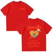 Katseye Gabriela Marškinėliai Vasariniai Medvilniniai Marškinėliai Moterims Trumpomis Rankovėmis Y2K Top Mada O formos iškirptė High Street Marškinėliai Unisex Drabužiai XS raudona
