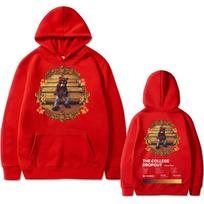 Rapper Kanye West The College Dropout Hip Hop Music Album Graphics Hoodie Men Casual Oversized Sweatshirt Men's Black Streetwear S