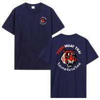 New Tiger Muay Thai Kick Boxing T-Shirt Summer Casual Round Neck Oversized T Shirt Men's Streetwear Clothing Cotton Tshirt Tops S