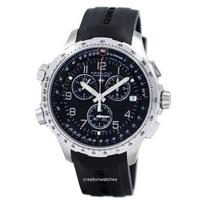 Hamilton Khaki Aviation X-Wind Chronograph Quartz GMT H77912335 vyriškas laikrodis juoda
