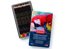 Spalvotas pieštukas Derwent Chromaflow 12vnt. metalinė dėžutė