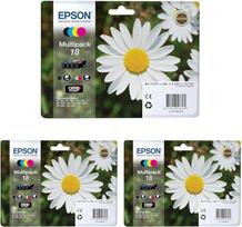 "Epson" originalus 18 rašalas "Daisy XP-305 XP-402 XP-215 XP-312 XP-315 XP-412 XP-415 XP-225 XP-322 XP-325 XP-422 XP-422 XP-425 įprasta standartinė pakuotė (daugiapakuotė, 4 spalvų) (pakuotė po 3)