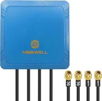 "Maswell" 2X2 MIMO 5G + "WiFi 7" 2X2 MIMO lauko antena, 700-6000 MHz, mažo stiprumo, 3dBi, skirta ne greičio varžyboms, su "WiFi 6E", "Bluetooth", "WiMAX" ir "Zigbee", tvirtinama varžtais ir klijais