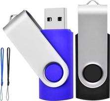 2 pakuotės 16GB USB 2.0 atmintukų su virvelėmis, besisukantys atmintukai su virvelėmis Gera dovana vaikams, tėvams ir draugams (16G, juoda/mėlyna)