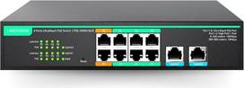 LINOVISION 8 prievadų UltraReach PoE jungiklis Max. 800 m (2600 pėdų) PoE veikimo nuotolis, 2 didelės galios PoE+ prievadai, nuotolinis valdymas per debesiją, integruotas 130 W maitinimo šaltinis IP kameroms, PTZ, prieigos taškams ir VoIP įrenginiams