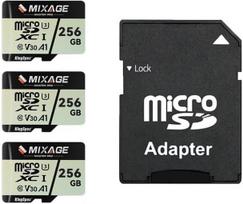 MIXAGE MicroSDXC kortelė su adapteriu, 256GB, UHS-I U3/V30/A1/C10-175MB/s Lesen, 110MB/s Schreiben, 4K UHD Videoaufnahme, SD-Speicherkarte für Smartphone, Spielkonsole, Dash/Sicherheits- und