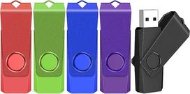 TEWENE USB 2.0 atmintinės 32GB muzikos ir vaizdo įrašų aplankas su kabeliu ir lipduku, skirtas kompiuteriui, automobiliui, televizoriui (mišrios spalvos: raudona, žalia, mėlyna, violetinė ir juoda)
