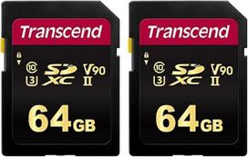 Transcend 64GB SDXC/SDHC 700S atminties kortelė TS64GSDC700S / Skaitymas iki 285MBs ir įrašymas 180MBs (2 vnt.)