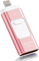 USB atmintinė 256GB MFi sertifikuotas 3 in 1 iPhone/iPad/Android/PC rožinės spalvos