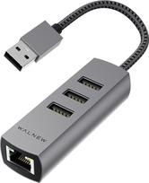WALNEW USB C į Ethernet adapteris, USBC į RJ45 LAN adapteris, Gigabitinio Cat tinklo kabelio keitiklis į C tipo, Thunderbolt 3, skirtas Mac, MacBook Pro/Air, Samsung Galaxy Tab (Ethernet+USB-A prievadas)