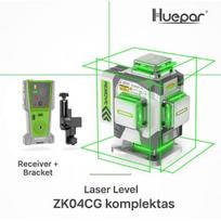 Huepar automatinis lazerinis nivelyras ZK04CG 4D + Lazerinis imtuvas LR8RG