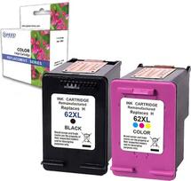 2 suderinamų rašalo kasečių rinkinys, skirtas HP 62 XL juodos ir spalvotos spalvos spausdintuvui DESKJET 5640 5600 5644 7600