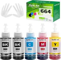 664 Tinte kompatibel mit Epson 664 für EcoTank ET-2500 ET-2550 ET-2600 ET-2650 ET- 3600 ET-4500 ET-4550 ET-14000 ET-15000 ET-16500 L100 L110 L200 L210 L350 L355 (5 Pack 2BK/C/M/Y)