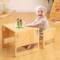 FUNLIO Montessori Montessori vaikiško stalo ir kėdutės rinkinys 1-3 metų mažyliams, reguliuojamo aukščio, vaikiškas stalas ir kėdutė skaitymui/valgymui/žaidimui, lengvai surenkamas