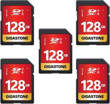 GIGASTONE 128GB SDXC atminties kortelė 5 pakuotės iki 80MB/s UHS-I U1 10 klasės, skirta "Canon" skaitmeniniams fotoaparatams