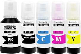 Su Epson 105 106 EcoTank ET-7700 ET-7750 L7160 L7180 suderinamas "Guy" rašalas (1 x 127 ml, 4 x 70 ml rašalo buteliukai)