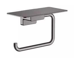 Hansgrohe AddStoris - Tualetinio popieriaus laikiklis su lentynėle, šlifuoto juodo chromo spalvos 41772340