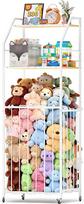 "Cudddly Toy Storage", 3 pakopų žaislų saugykla su stabdžių ratuku, didelė pliušinių žaislų saugykla iš medžio ir metalo, taupanti erdvę, skirta vaikų kambariui, miegamajam, kūdikių kambariui (57,9 col.)
