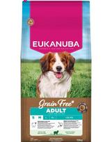 EUKANUBA Grain Free Adult Small Medium Lamb 12 kg begrūdis sausa maistas mažų ir vidutinių veislių šunims su aviena
