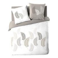 Baltos spalvos/taupe spalvos iš medvilnės dvigulė/itin ilga patalynė 240x220 cm Goyave – douceur d'intérieur