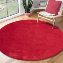 Kilimas, itin minkštas, skalbiamas skalbimo mašinoje, apvalus, raudonas, 120 cm skersmens