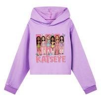5349 Mergaičių KATSEYE Spausdinti Laisvalaikio Ilgomis Rankovėmis Gobtuvukai 110cm violetinė