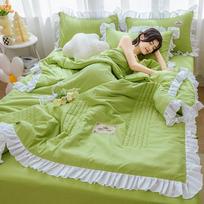 Summer Cool Quilt Lace Water Washed Cotton Summer Quilt Air Conditioned Quilt 1/4pc Single or Double Thin Quilt Machine Washable 180x150cm