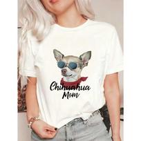 Chihuahua Mom Oversized T Shirt Black Chihuahua Dog With Sunglasses And Red Bandana Print For Casual Wear And Pet Lover Outfits S balta