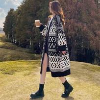 Fall Winter New Long Sleeve Lazy Style Fashion Knit Cardigan Women Loose Knitwear Design Coat One Size juoda