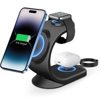Telefono laikiklis Telefono laikiklis su nuotolinio įkrovimo funkcija telefonui, laikrodžiui, ausinėms