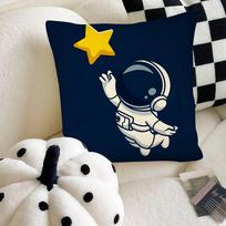 Animacinis Astronautas Raketa Kosminis Laivas Pagalvės Užvalkalas Madingas Kvadratinis Pagalvės Užvalkalas Miegamojo Sofos Kambario Ins Dekoras Laisvalaikis 16x16Inch