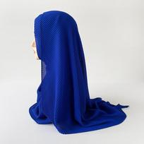 Šukuotas turbanas su perlais Šifono raukšlėtas šalikas Raukšlėtas plonas ilgas šalikas Arabų moterų galvos apdangalas 170*70cm black