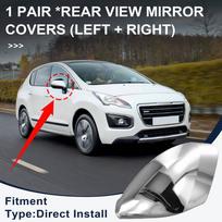 Automobilio stiliaus šoniniai veidrodėliai Blizgūs poros dangtelio priedai Peugeot 3008 2009-2015 Galinio vaizdo veidrodėlio uždengimas Chrome