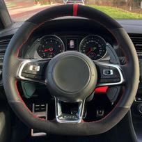 For Volkswagen Golf 7 MK7 GTI R VW Polo Scirocco 2015 2016 Black Leather Suede  Car Steering Wheel Cover Red Blue Thread