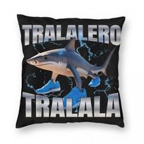 Tralalero Tralala Funny Shark Meme Pillowcase Printing Polyester Cushion Cover Decor Italian Brainrot Memes Pillow Case Cover 12x12Inch