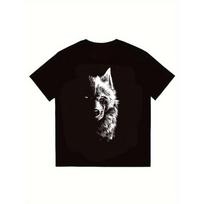 Black T Shirt Wolf Graphic Print Casual Streetwear Top for Men and Women Unisex Fashion Tee Daily Wear Outfit Essentials S juoda