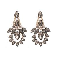 Women's Drop Earring Colored Crystal Geometric Pendant Exaggerate Temperament Premium Earrings OneSize violetinė