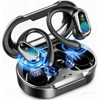 Belaidės ausinės, Bluetooth 5.4 sportinės ausinės, 50 val. HiFi stereo gilus žemas dažnis, viršaus ausų įdėklai su ENC triukšmo slopinimo mikrofonu, IP7 atsparios vandeniui juoda
