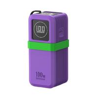 Shockproof Silicone Case for 130W/100W 20000mAh Energy Bank Fast Charging Cable Organizers Storage Case Silicone Guard violetinė