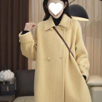Korean Version Slimming Mid-length Coat Small Loose Autumn and Winter Women's Long Woolen Temperament Coat Winter M geltona