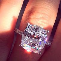 Best-Selling Jewelry, Classic Four-Claw White Square Diamond Ring, Large Zircon Ring Jewelry. 6