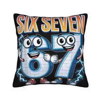 67 Brainrot Italian Meme Funny 67 Costume Six Seven 6-7 Pillow Case Comfy Pillow Cover Retro Pillowcases For Living Room Chair 12x12Inch