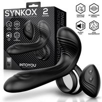 InToYou Synkox Girth Gainer Vibrating Double Cock Ring 2 Motors Black