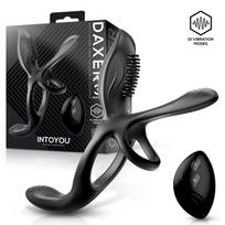 InToYou Daxer Girth Gainer Vibrating Double Cockring 3 Motors with Remote Black