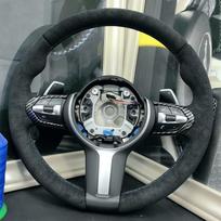 Car Steering Wheel Cover For BMW F87 M2 F80 M3 F82 M4 M5 F12 F13 M6 F85 X5 M F86 F33 X6 M F30 M Sport Suede DIY Steering Wrap Black Thread