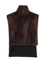 2025 New Autumn/Spring Women's Solid Color Semi-High Neck Furry Sleeveless Top Large ruda